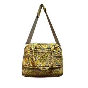 Vera Bradley yellow paisley tote handbag, shoulder strap